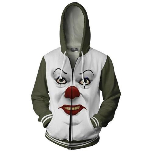 Stephen King'S It Horror Movie Pennywise 5 Adult Cosplay Unisex 3D Printed Hoodie Pullover Sweatshirt Jacket With Zipper