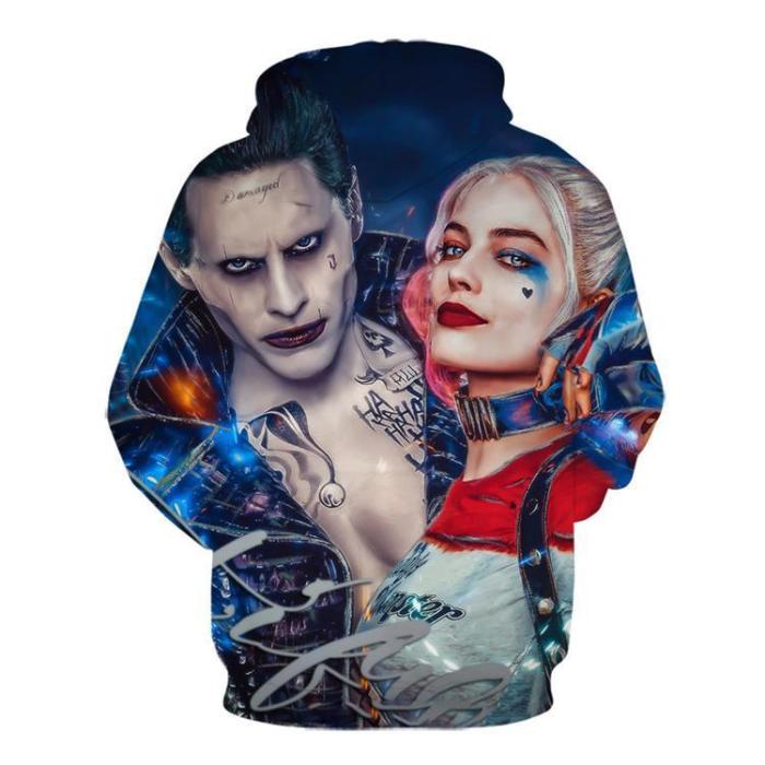 Suicide Squad Movie Harleen Quinzel Harley Quinn And Joker Unisex Adult Cosplay 3D Printed Hoodie Pullover Sweatshirt