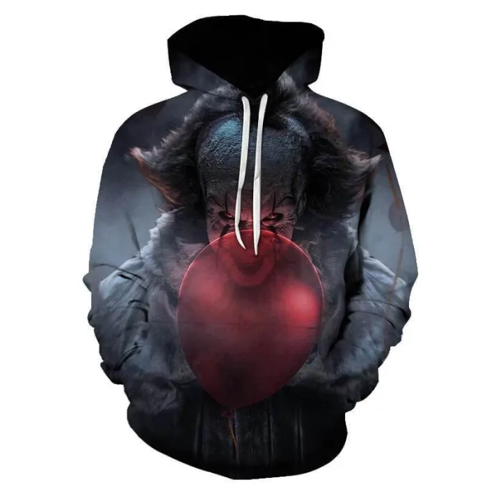 Stephen King'S It Horror Movie Pennywise 2 Unisex Adult Cosplay 3D Printed Hoodie Pullover Sweatshirt