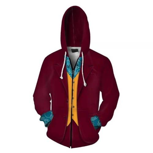 Joker Movie Arthur Clown 2 Adult Cosplay Unisex 3D Printed Hoodie Pullover Sweatshirt Jacket With Zipper