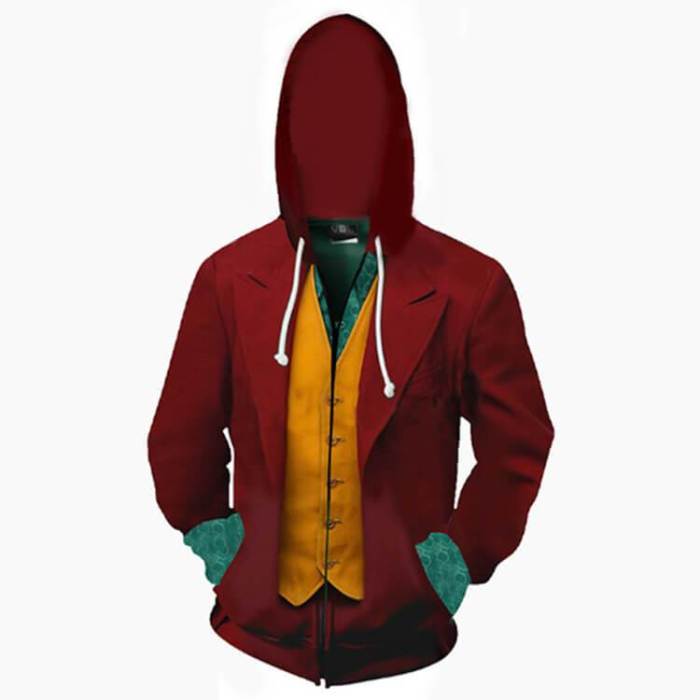Joker Movie Arthur Clown 4 Adult Cosplay Unisex 3D Printed Hoodie Pullover Sweatshirt Jacket With Zipper