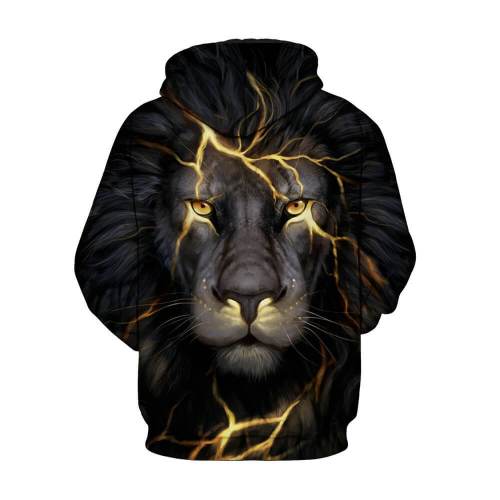 Dark Oil Painting Style Lion Animal Unisex Adult Cosplay 3D Printed Hoodie Pullover Sweatshirt