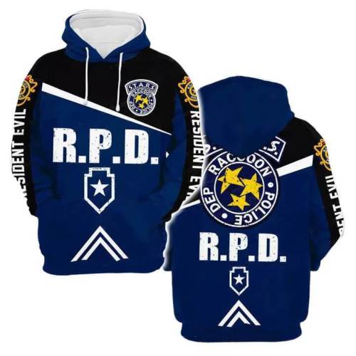Resident Evil Biohazard Game Raccoon Police Department Rpd Blue 1 Uniform Unisex Adult Cosplay 3D Printed Hoodie Pullover Sweatshirt