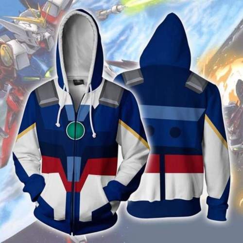 Gundam Seed Anime Duel Uniform Unisex Adult Cosplay Zip Up 3D Print Hoodie Jacket Sweatshirt