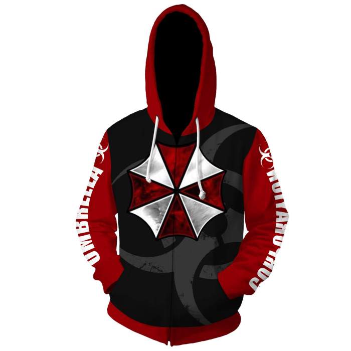 Resident Evil Umbrella Corps Game Umbrella Corporation Uniform Unisex Adult Cosplay Zip Up 3D Print Hoodie Jacket Sweatshirt