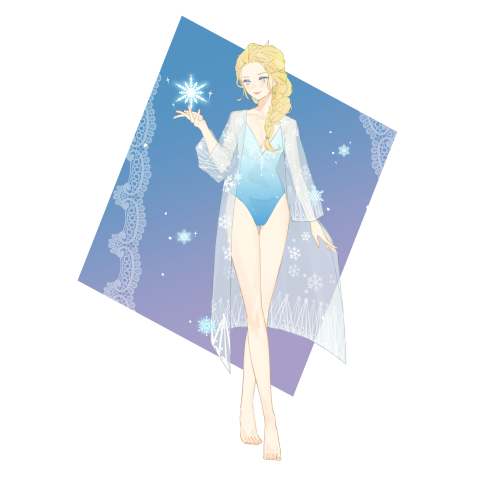 Pre-Sale Elsa Frozen Original Designers One-Piece Vest Bodysuit Beach Swimsuit Set- ®
