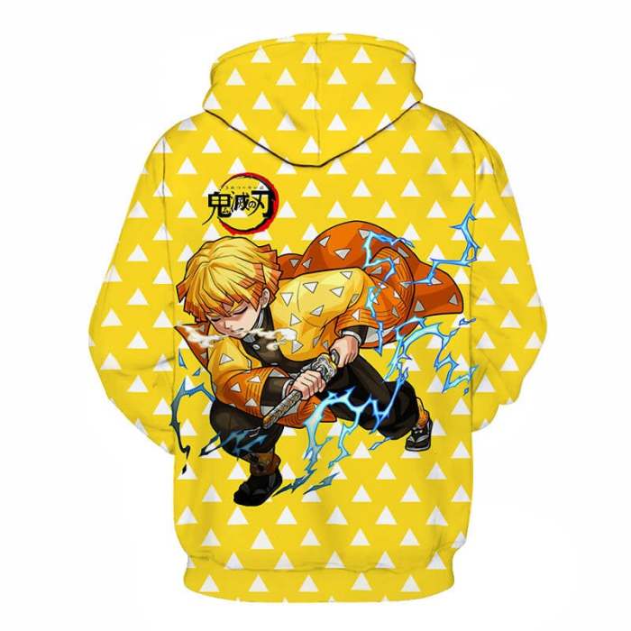 Demon Slayer Kimetsu No Yaiba Anime Agatsuma Zenitsu 2 Unisex Adult Cosplay 3D Print Hoodie Pullover Sweatshirt