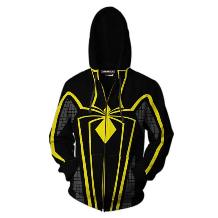 Spider-Man Movie Peter Benjamin Parker 12 Yellow Unisex Adult Cosplay Zip Up 3D Print Hoodies Jacket Sweatshirt