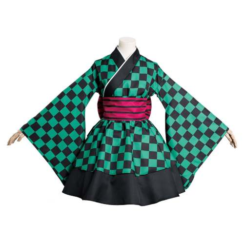 Demon Slayer Kamado Tanjirou Kimono Lolita Dress Outfit Cosplay Costume