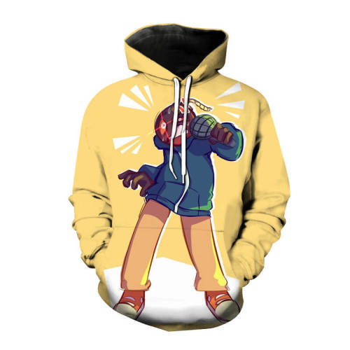 Friday Night Funkin Game Whitty Sing Microphone Yellow Unisex Adult Cosplay 3D Print Hoodie Pullover Sweatshirt