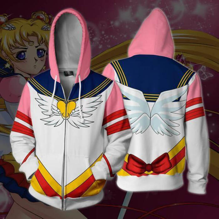 Pretty Guardian Sailor Moon Seeraa Muun Tv Makoto Mako Kino Jupiter Unisex Adult Cosplay Zip Up 3D Print Hoodies Jacket Sweatshirt
