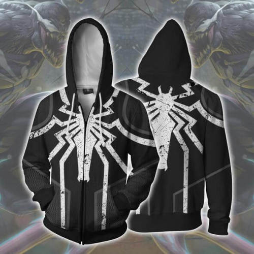 Venom Movie Brock Eddie 5 Unisex Adult Cosplay Zip Up 3D Print Hoodies Jacket Sweatshirt