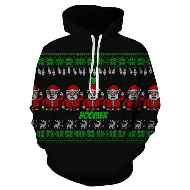 Many Santa Claus Ok Boomer Unisex Adult Cosplay 3D Print Hoodie Pullover Sweatshirt