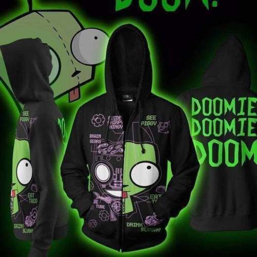 Invader Zim: Enter The Florpus Movie Gir G Information Retrieval Unit Unisex Adult Cosplay Zip Up 3D Print Hoodies Jacket Sweatshirt