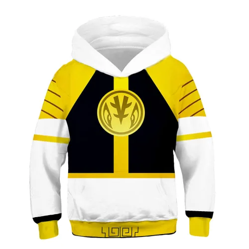 Kids Power Rangers Tv White Ranger Cosplay 3D Printed Hoodie Pullover Sweatshirt
