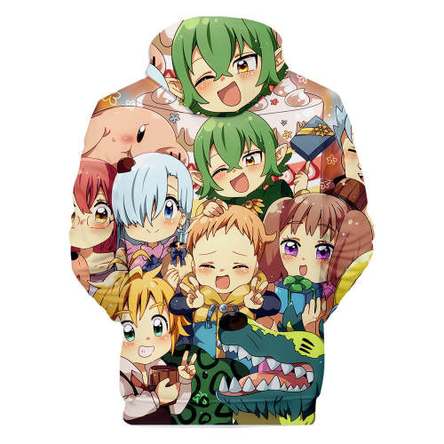 The Seven Deadly Sins Anime Cute Meliodas Elizabeth Liones Ban Unisex Adult Cosplay 3D Print Hoodie Pullover Sweatshirt