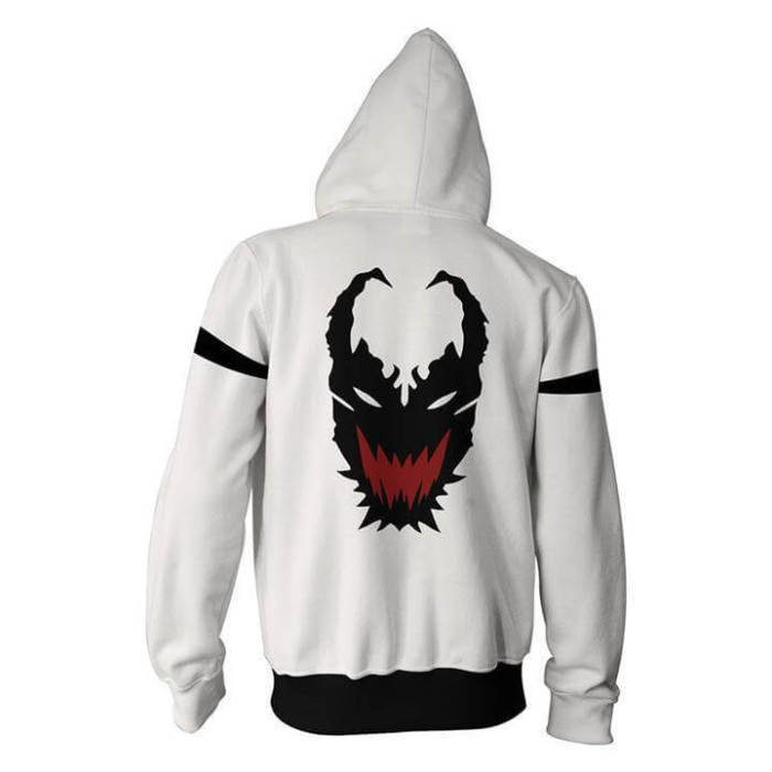 Venom Spider Movie Brock Eddie White Unisex Adult Cosplay Zip Up 3D Print Hoodies Jacket Sweatshirt