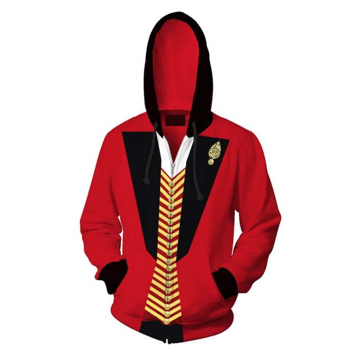 The Greatest Showman Musical Drama Barnum Red Unisex Adult Cosplay Zip Up 3D Print Hoodies Jacket Sweatshirt