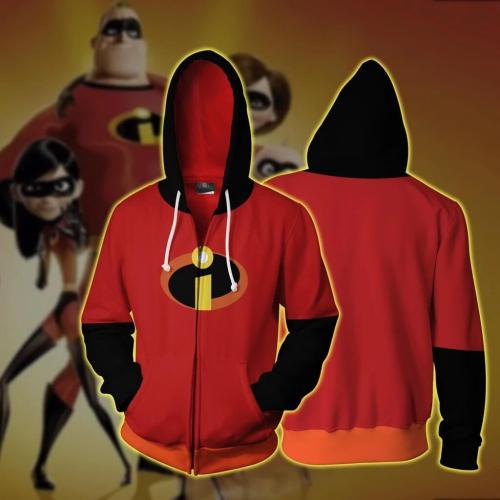 The Incredibles Anime Movie Robert Bob Parr Mr. Incredible Unisex Adult Cosplay Zip Up 3D Print Hoodies Jacket Sweatshirt