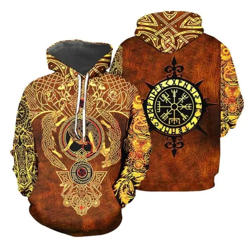 Viking Valhalla Wolf Pattern Symbol Tattoo 9 Unisex Adult Cosplay 3D Print Hoodie Pullover Sweatshirt