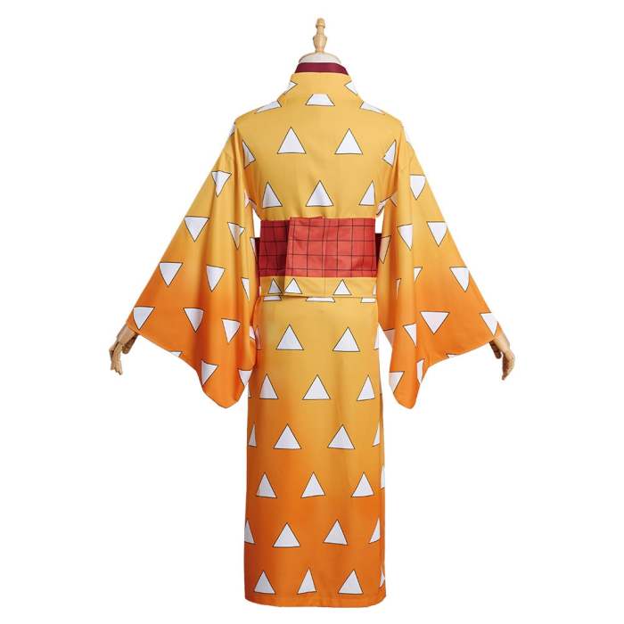 Demon Slayer Agatsuma Zenitsu Kimono Dress Outfits Halloween Carnival Suit Cosplay Costume
