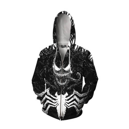 Venom Movie Brock Eddie 3 Unisex Adult Cosplay Zip Up 3D Print Hoodies Jacket Sweatshirt