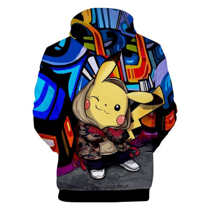 Cute Detective Pikachu Unisex Adult Cosplay 3D Print Hoodie Pullover Sweatshirt