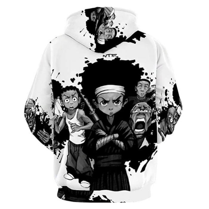 The Boondocks Anime Riley Huey Freeman Unisex Adult Cosplay 3D Print Hoodie Pullover Sweatshirt
