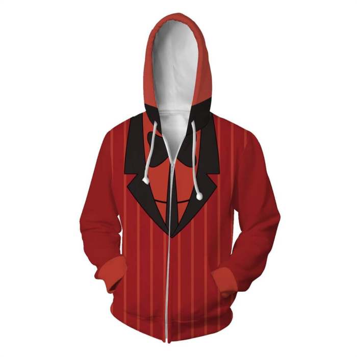 Hazbin El Cartoon Alastor The Radio Demon Unisex Adult Cosplay Zip Up 3D Print Hoodies Jacket Sweatshirt