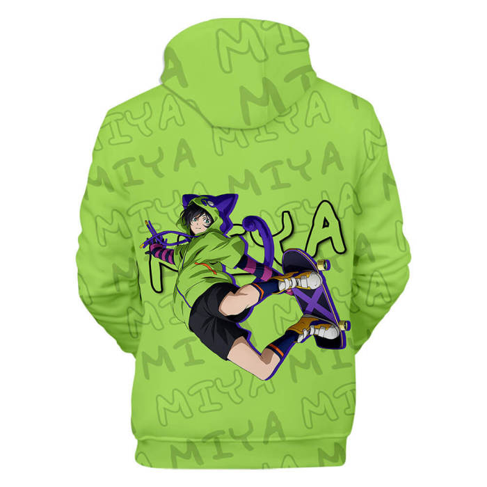 Sk∞ Anime Sk8 The Infinity Hardcore Skaters Miya Chinen Green 1 Unisex Adult Cosplay 3D Print Hoodie Pullover Sweatshirt