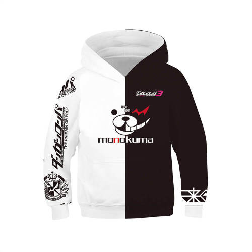 Kids Danganronpa: Trigger Happy Havoc Game Monokuma Black White Bear Cosplay 3D Printed Hoodie Pullover Sweatshirt For Children