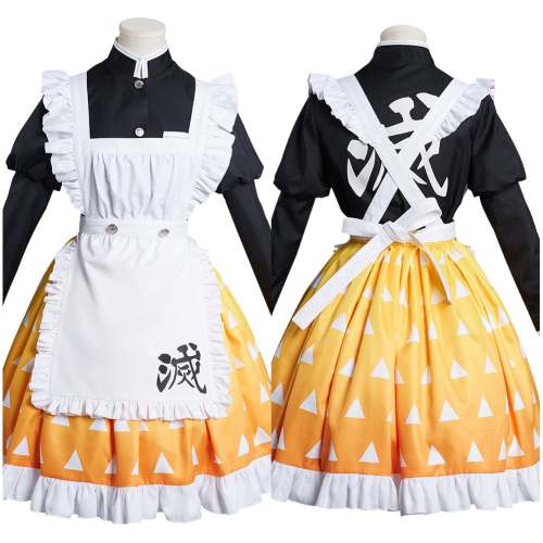 Demon Slayer Agatsuma Zenitsu Maid Dress Re-Creation Design Cosplay Costume