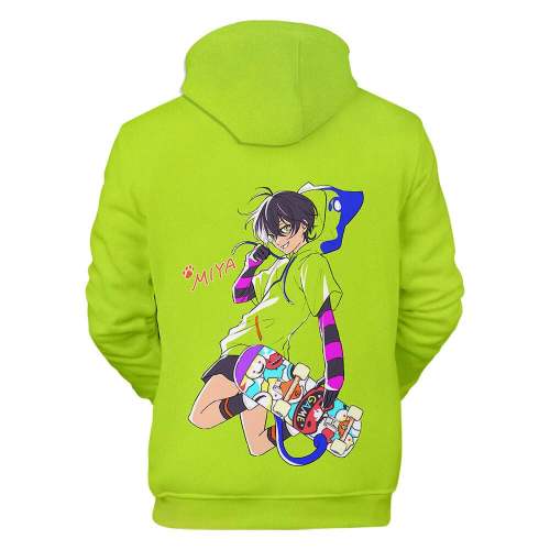 Sk∞ Anime Sk8 The Infinity Hardcore Skaters Miya Chinen Green Unisex Adult Cosplay 3D Print Hoodie Pullover Sweatshirt