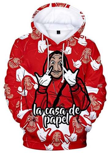La Casa De Papel Tv Masked 1 Unisex Adult Cosplay 3D Print Hoodie Pullover Sweatshirt
