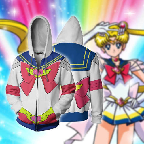 Pretty Guardian Sailor Moon Seeraa Muun Tv Usagi Tsukino Unisex Adult Cosplay Zip Up 3D Print Hoodies Jacket Sweatshirt