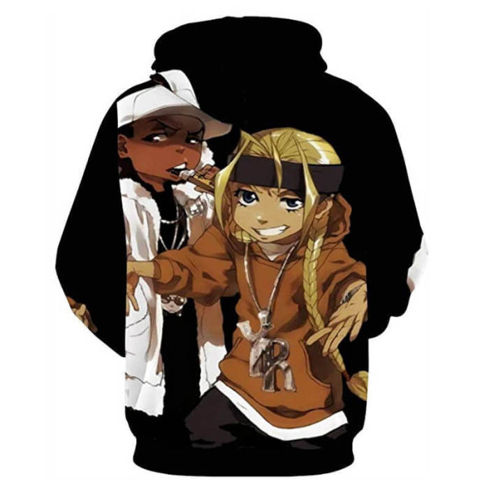 The Boondocks Anime Riley Huey Freeman Unisex Adult Cosplay 3D Print Hoodie Pullover Sweatshirt