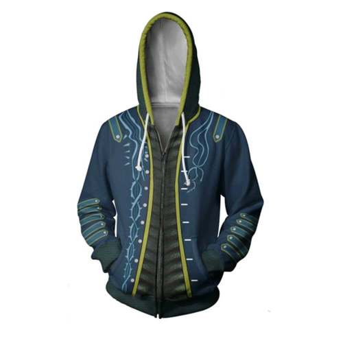Devil May Cry Game Vergil 1 Unisex Adult Cosplay Zip Up 3D Print Hoodies Jacket Sweatshirt