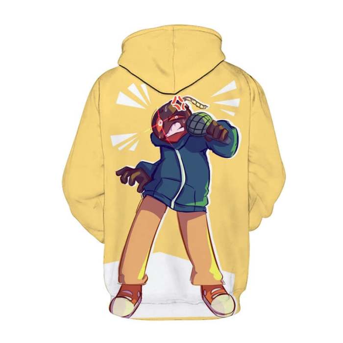 Friday Night Funkin Game Whitty Sing Microphone Yellow Unisex Adult Cosplay 3D Print Hoodie Pullover Sweatshirt