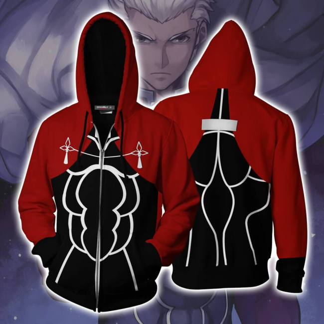 Fate Stay Night Game Archer Emiya Unisex Adult Cosplay Zip Up 3D Print Hoodies Jacket Sweatshirt