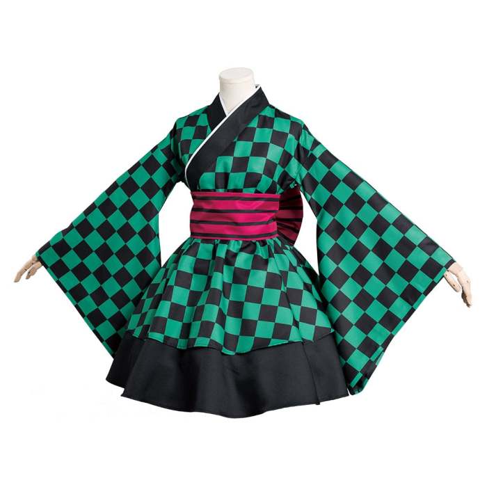Demon Slayer Kamado Tanjirou Kimono Lolita Dress Outfit Cosplay Costume