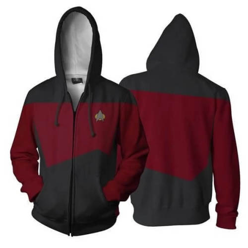 Star Trek:The Next Generation Tv  Uniform Unisex Adult Cosplay Zip Up 3D Print Hoodies Jacket Sweatshirt