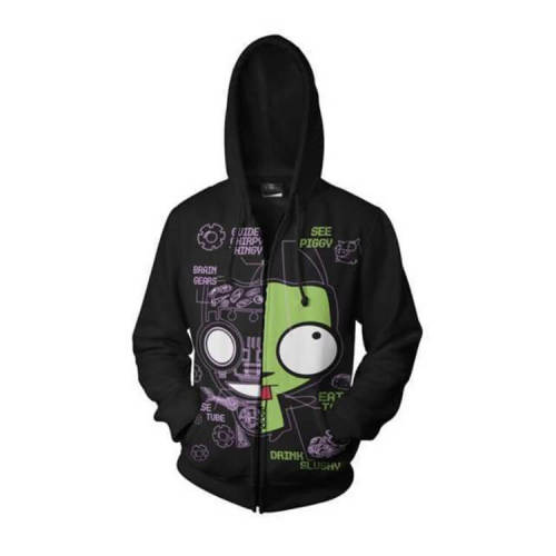 Invader Zim: Enter The Florpus Movie Gir G Information Retrieval Unit Unisex Adult Cosplay Zip Up 3D Print Hoodies Jacket Sweatshirt