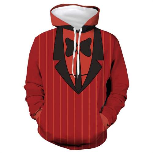 Hazbin El Cartoon Alastor The Radio Demon Unisex Adult Cosplay 3D Print Hoodie Pullover Sweatshirt