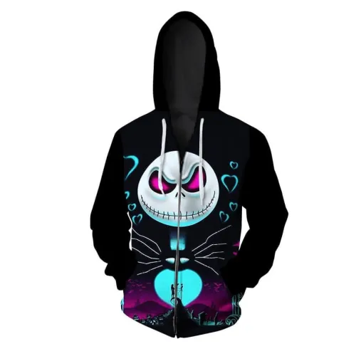 The Nightmare Before Christmas Anime Cartoon Jack Skellington Pumpkin King Unisex Adult Cosplay Zip Up 3D Print Hoodies Jacket Sweatshirt