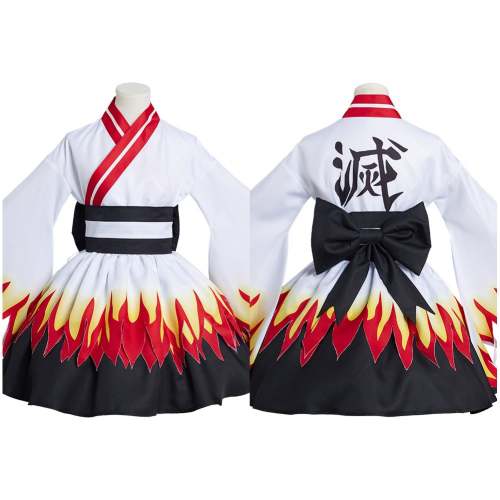 Demon Slayer Rengoku Kyoujurou Lolita Dress  Kimono Halloween Carnival Suit Cosplay Costume