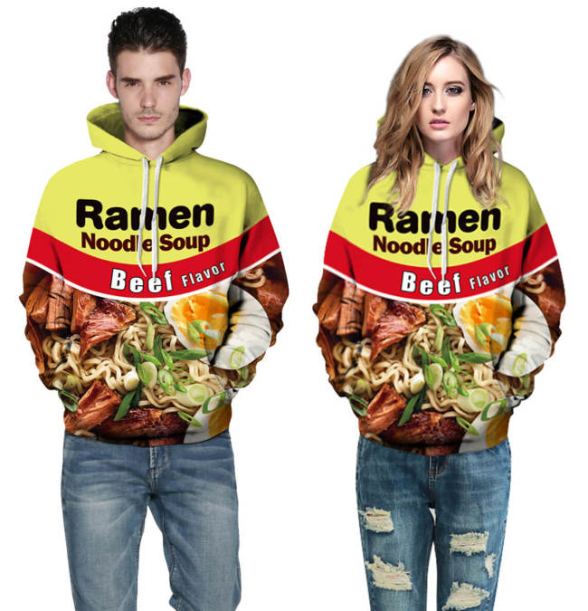 Ramens Noodle Soup Food Beef Flavor Unisex Adult Cosplay 3D Print Hoodie Pullover Sweatshirt