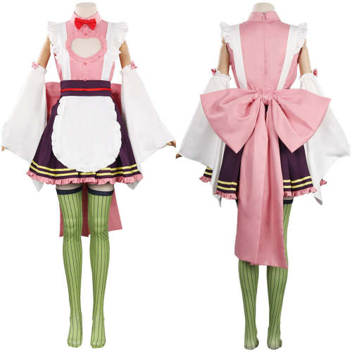 Demon Slayer: Kimetsu No Yaiba Kanroji Mitsuri  Maid Dress Cosplay Costume