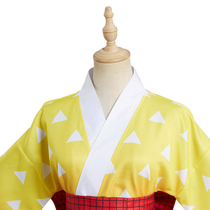 Demon Slayer Agatsuma Zenitsu Kimono Lolita Dress Outfits Halloween Carnival Suit Cosplay Costume