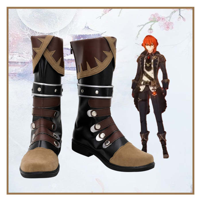 Genshin Impact Diluc Ragnvindr Boots Accessory Custom Made Cosplay Shoes