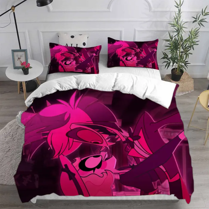 Hazbin El Alastor Cosplay Bedding Set Duvet Cover Pillowcases Halloween Home Decor